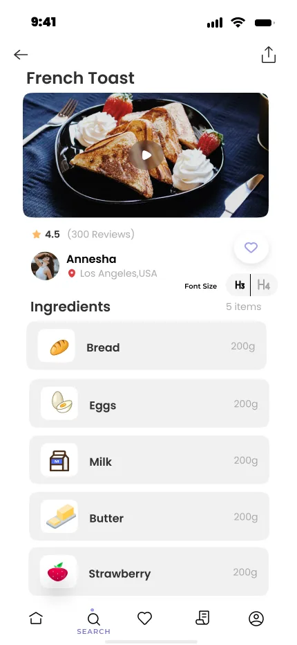 Recipe App recipe viewer screen